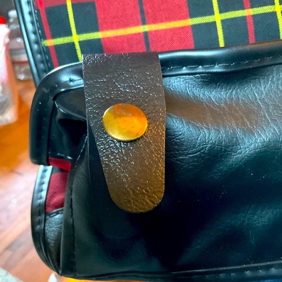 Mid Century 50s Vintage Hanging Red Tartan Plaid Luggage Garment Bag - Picture 7 of 15